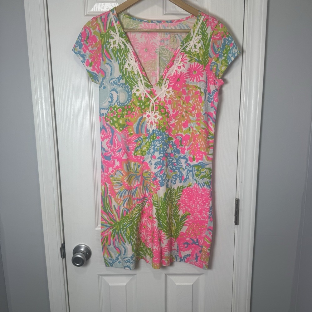 Lilly Pulitzer Lovers Coral Brewster Shirt Dress size Small S EUC